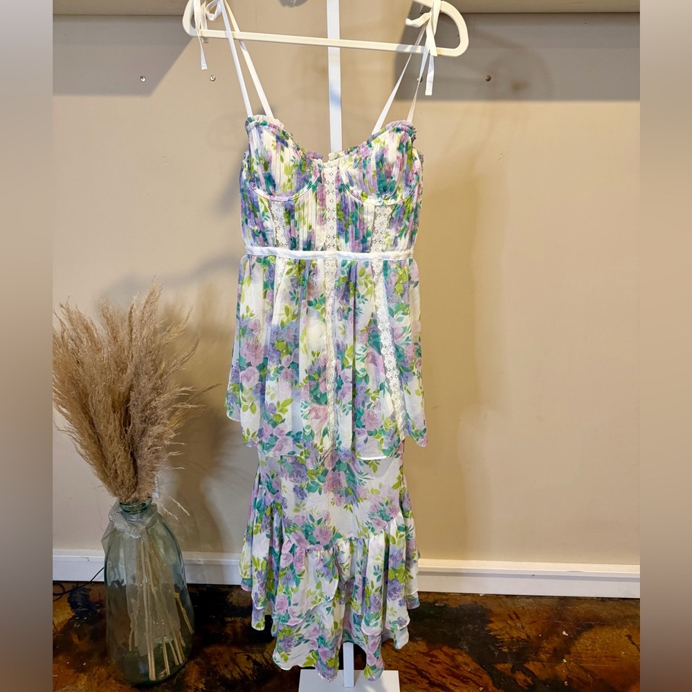 For Love And Lemons Meadow Maxi Strapless Floral Ruffle Dress - Picture 6 of 10